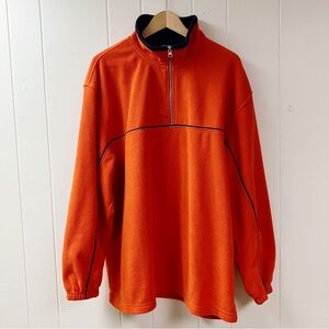 ARCHITECT JEAN COMPANY Mens Fleece Pullover Sweatshirt SZ XL Orange Navy 1/4 Zip